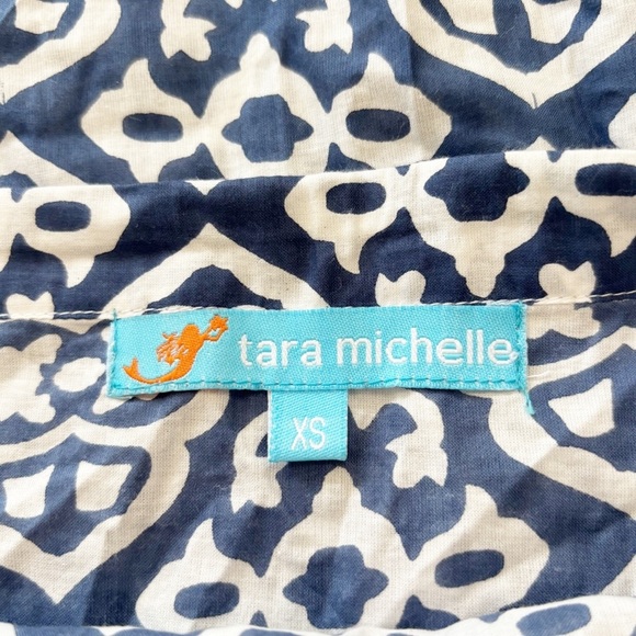 TARA MICHELLE Women’s Blue White Print Preppy Pull On Cover Up Skirt Size XS - Picture 5 of 7
